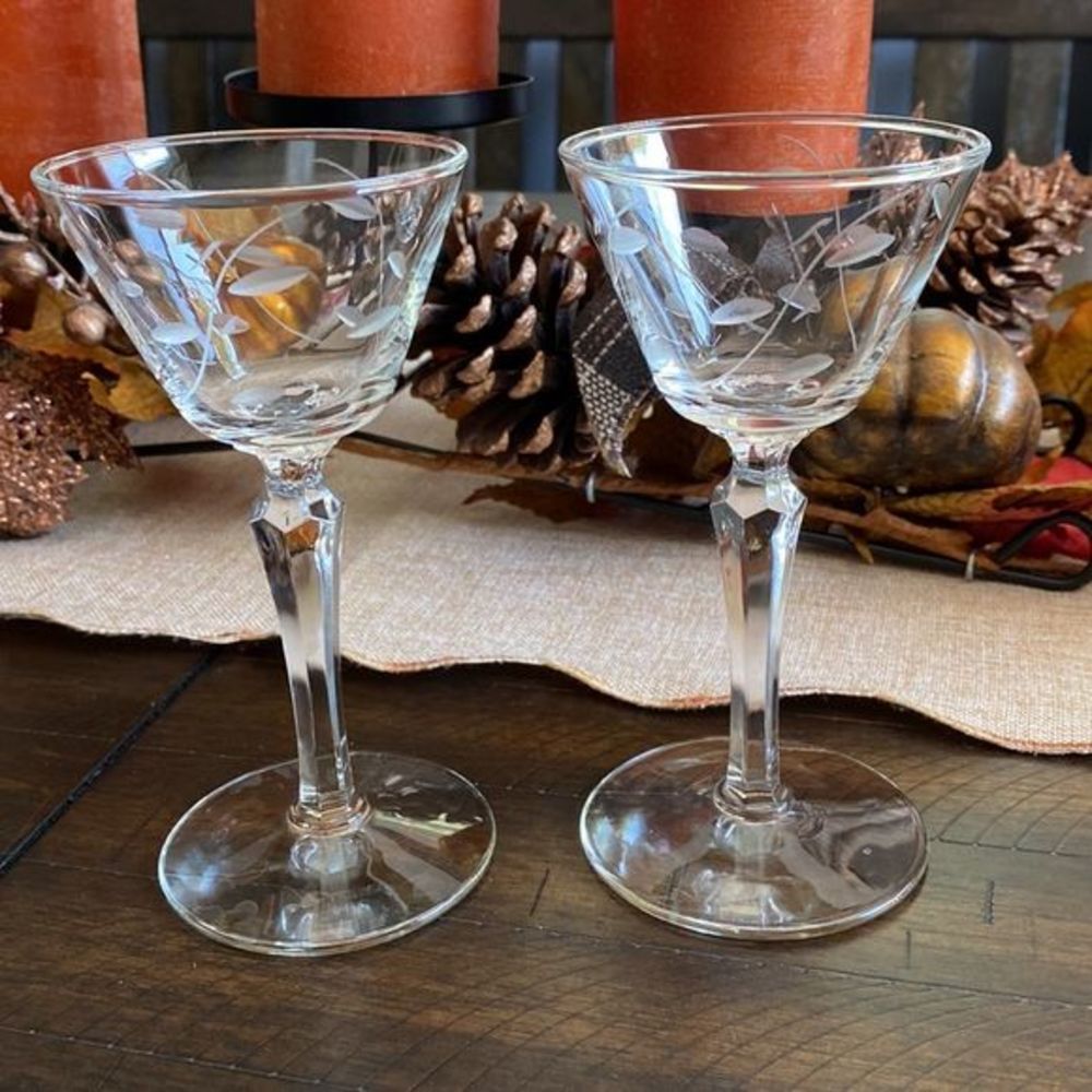 Vintage Libbey Priscilla Champagne Glasses Set of 2